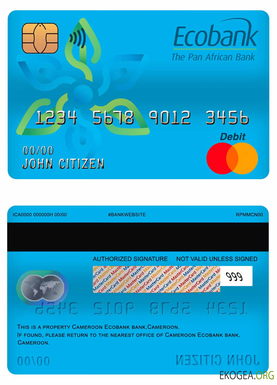 Carte de débit principale de la banque Ecobank du Cameroun